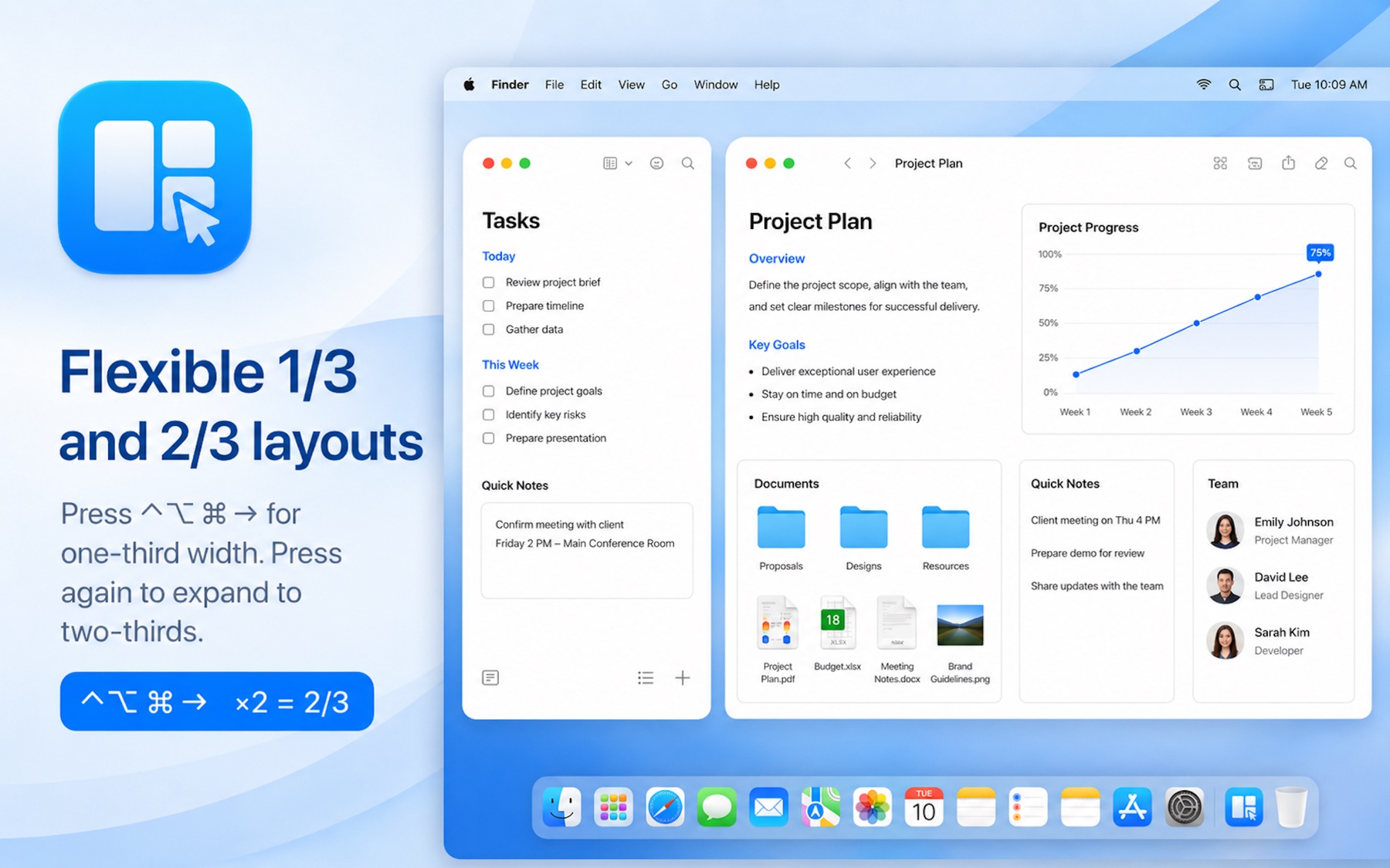 Flexible one-third and two-third layout demo